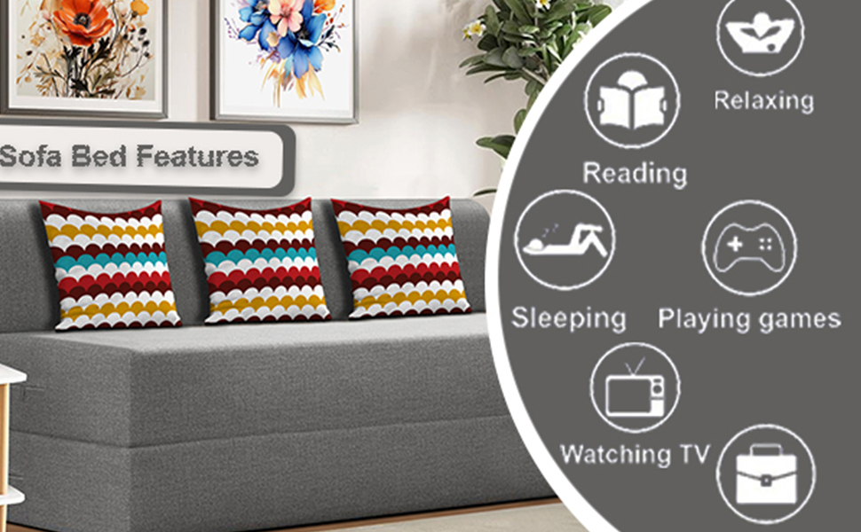 Aart Store Sofa Cum Bed 3 Seater, Sofa Bed 5X6 Feet, Folding Sofa Cum