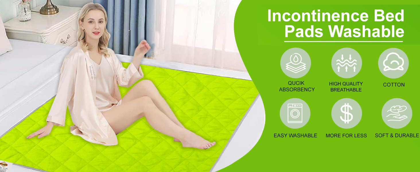 ADBENI HOME Washable Waterproof Incontinence Underpad | Quilted Cotton Sheet
