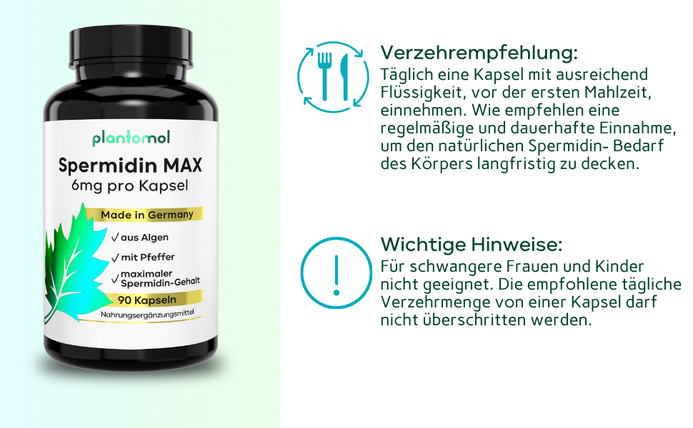 Spermidine plus piperine: 90 days supply for increased bioavailability