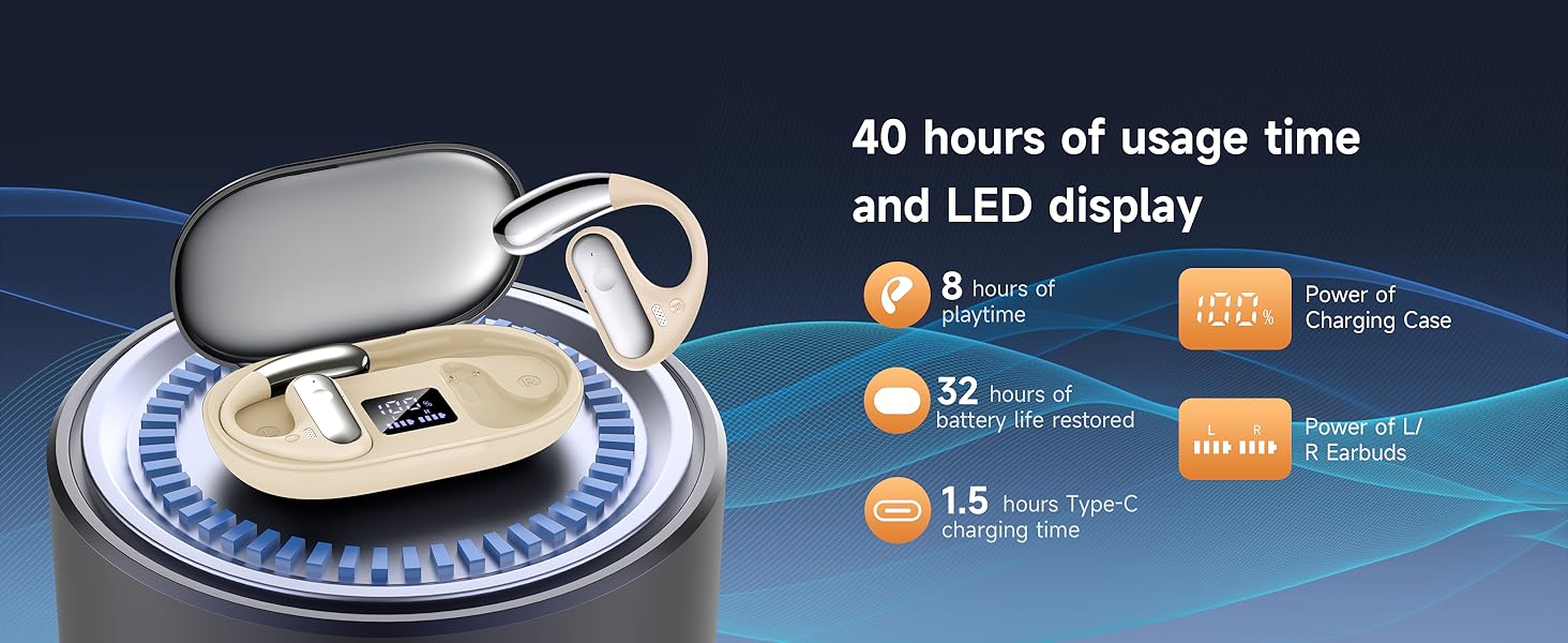 40 hours of usage time and LED display