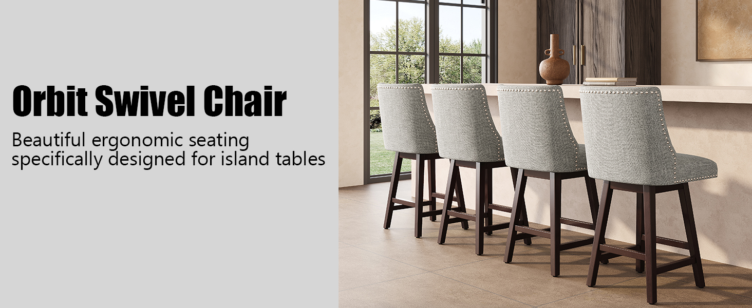 Lasigeli 26 Inch Bar Stools Set of 4, Counter Height Swivel