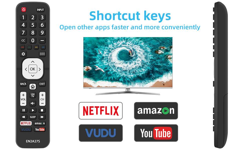 New EN2A27S EN2A27 Remote Control Replacement for Hisense Smart TV Remote and Sharp Smart