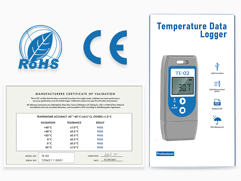 ThermElc TE02 PDF Data Logger di Temperatura, con Spie LED, File PDF