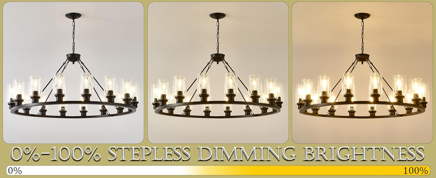 Dimmable 40 Inch Large Round Industrial High Ceilings Pendant Lighting Fixture for Dining Room