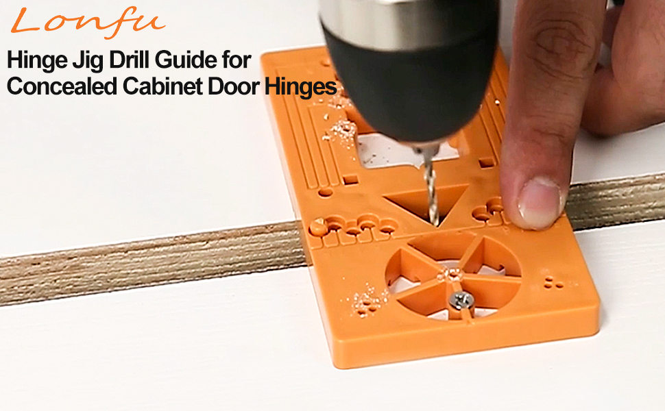 Lonfu 35mm Hinge Jig Kit,Concealed Hinge hole Drilling Jig,Woodworking