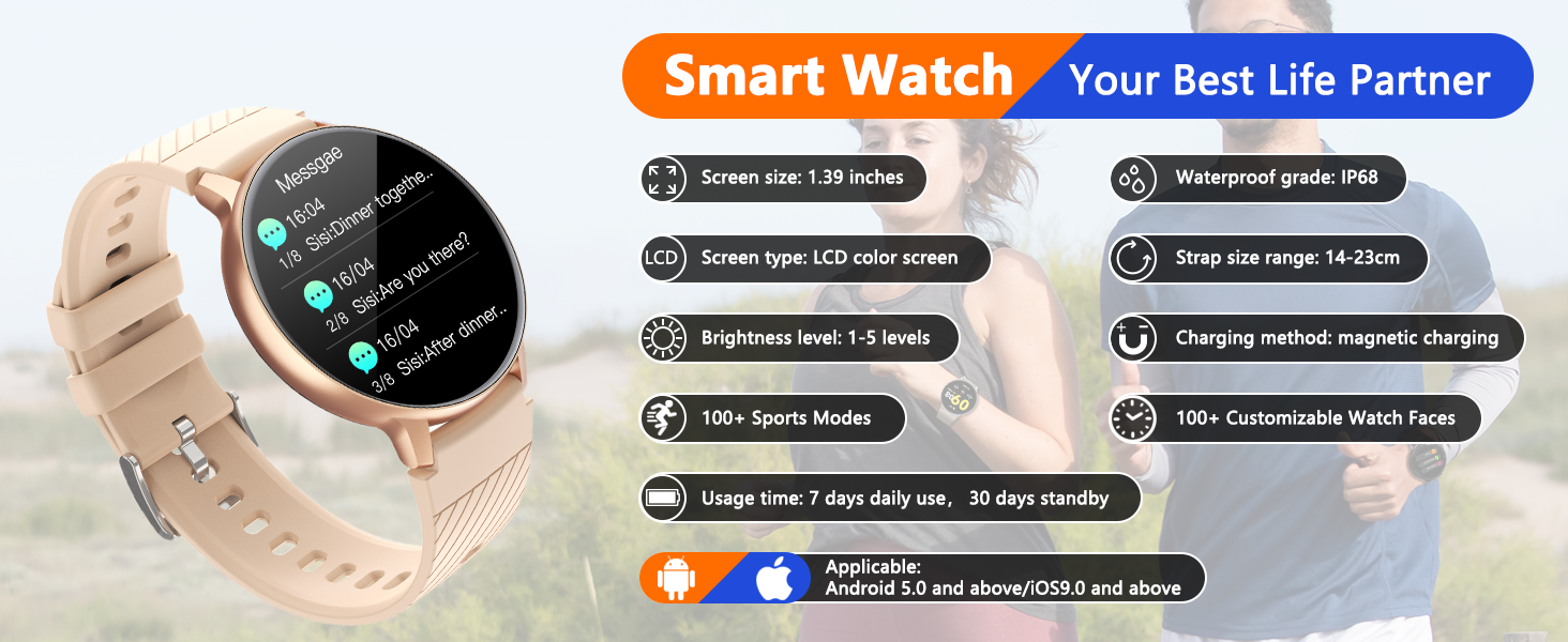 Smart Watch for Women Men, (Answer/Make Calls) Smartwatch for Android and iOS Phones