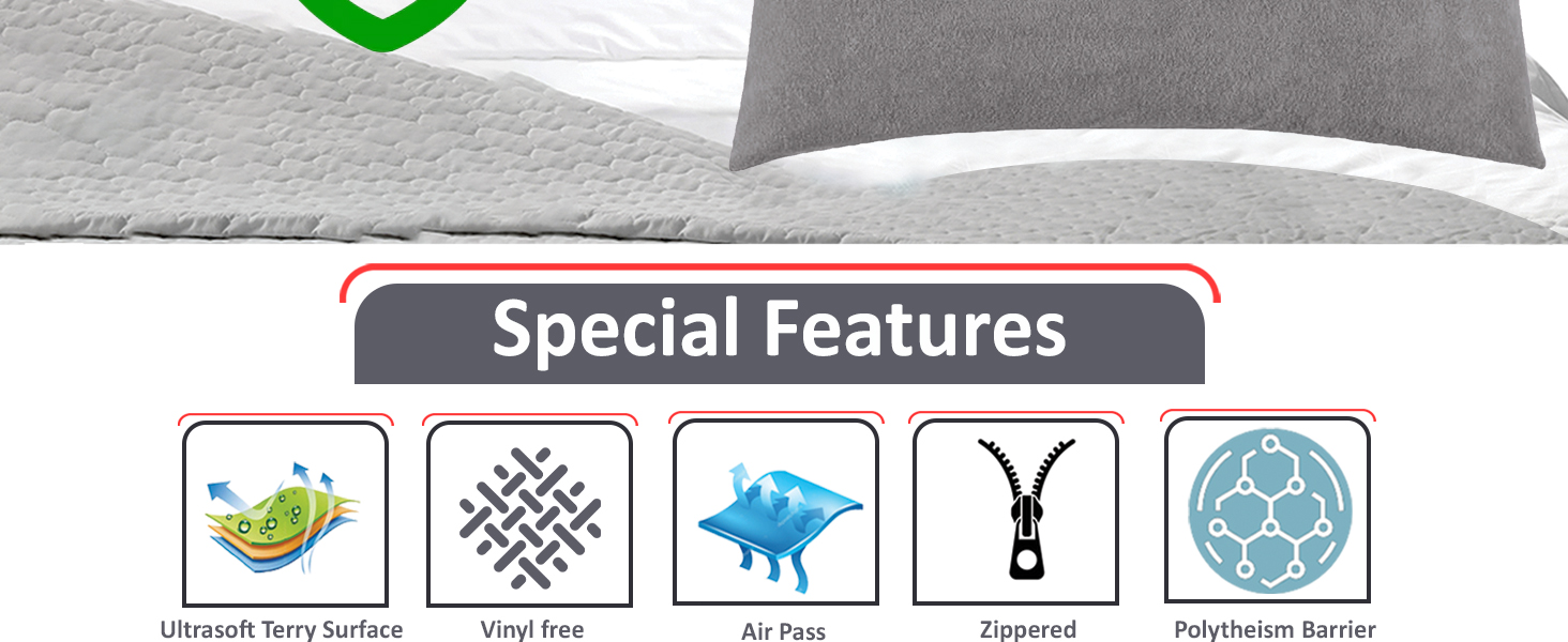 100% waterproof pillow protector resists liquid spills, keeping your pillow safe and dry.