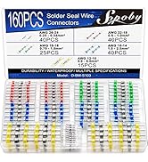 160PCS Solder Seal Wire Connectors, Sopoby Self Soldering Heat Shrink Butt Connector Solder Sleev...