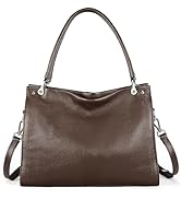YALUXE Women’s Real Cowhide Leather Shoulder Bag Dual Handles Handbag Trendy Purse