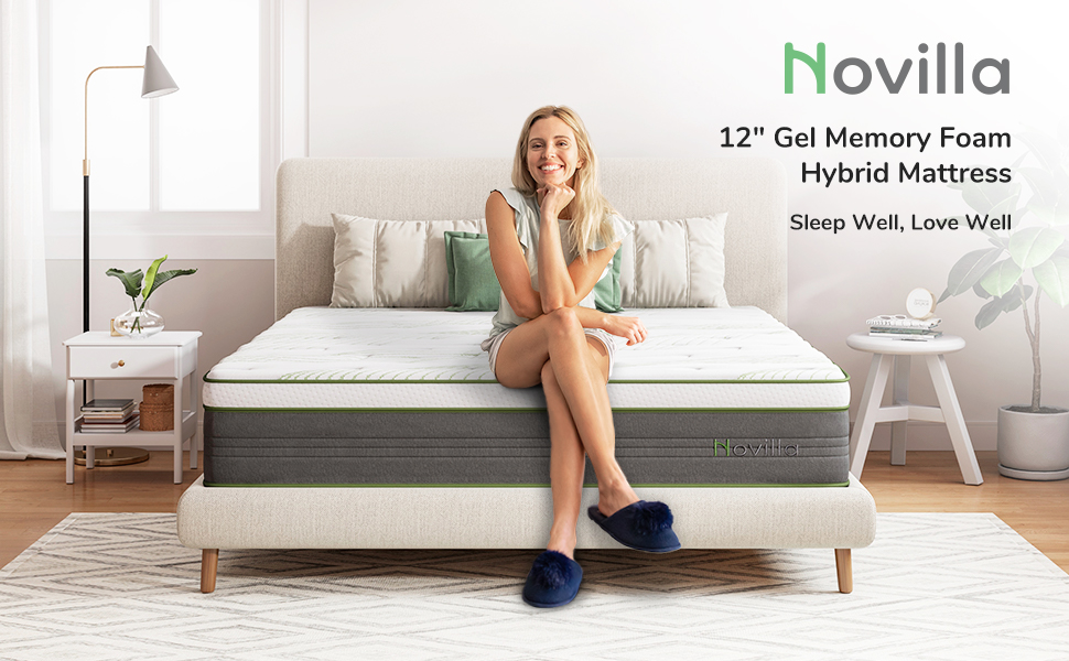 Novilla Queen Mattress, 12 Inch Gel Memory Foam Hybrid Queen Mattress