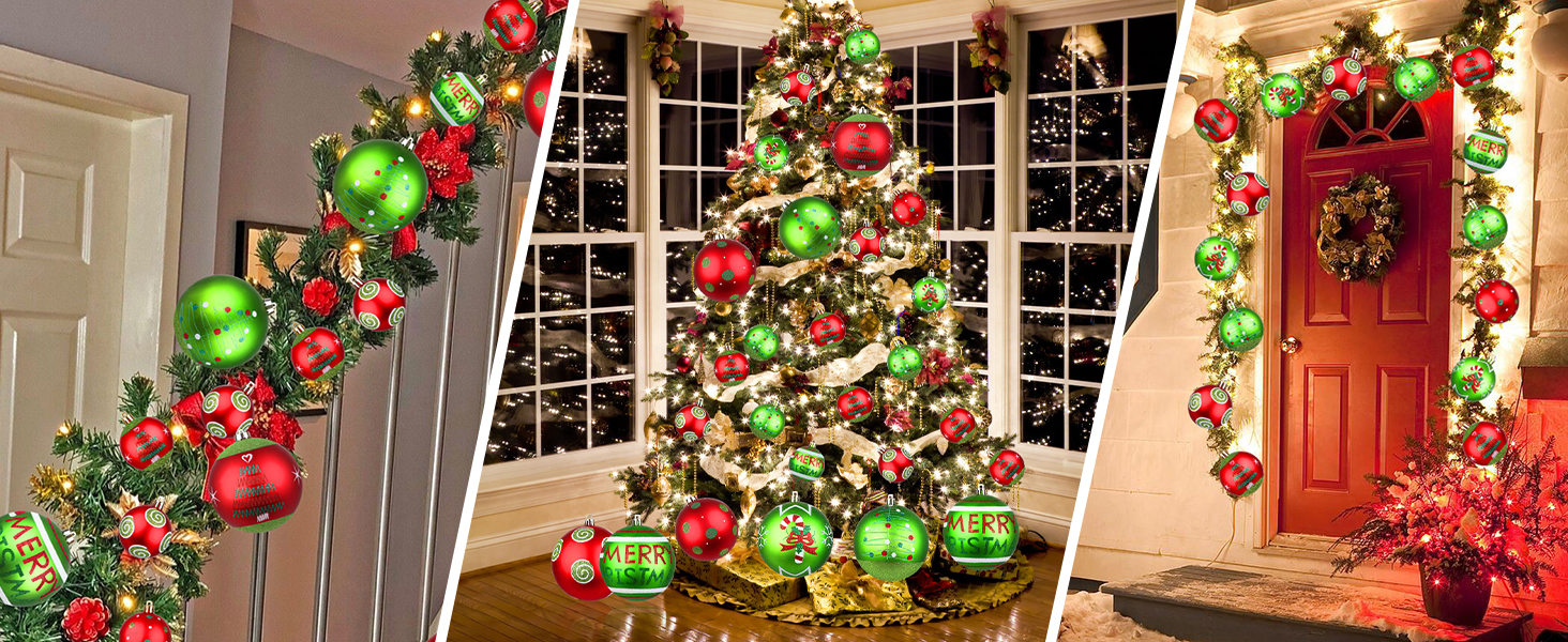 Large Outdoor Grinch Christmas Ornaments Elf Xmas Swirl Ball