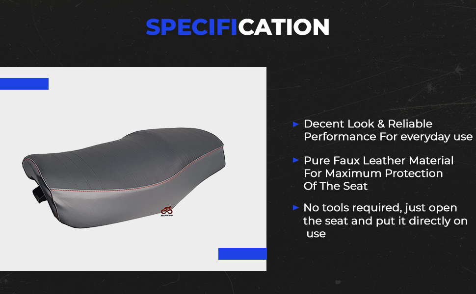 MAHABIR Seat Cover for Motorcycle FZX, Pure Faux Leather Grey & Black