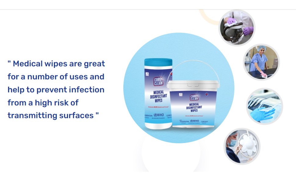 Core Clean Disinfecting Medical Wipes For Hospitals, Clinics & Nursing