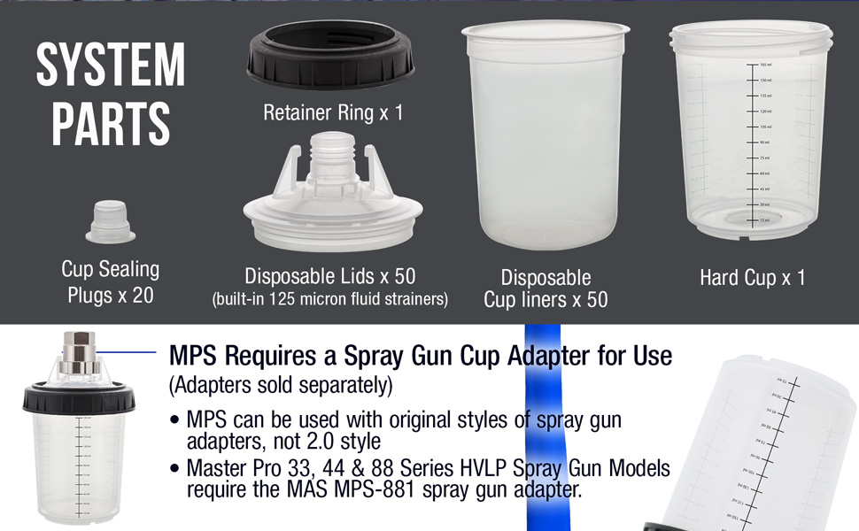 Master Paint System MPS Disposable Paint Spray Gun Cup