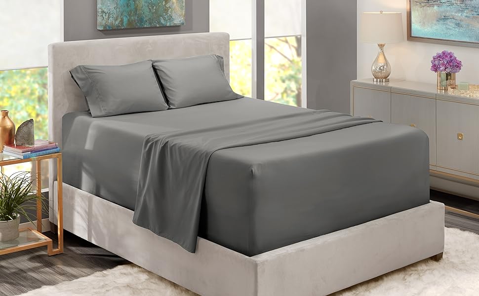 Hearth & Harbor Extra Deep Pocket Queen Sheets 4 Piece Hotel Luxury