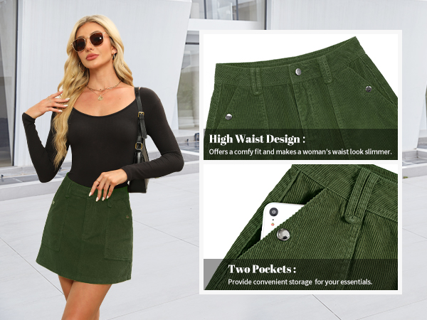 スカート SOLID CAMO CORDUROY SKIRT L Amazon.com: Fengbay Corduroy Skirt Women Casual High Waist