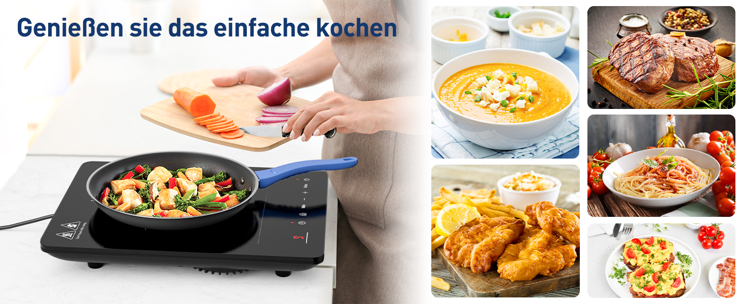 Einzel Induktionskochplatte, IsEasy Induktionskochfeld 1 Platte 2100W, 28cm Induktionskochplatte