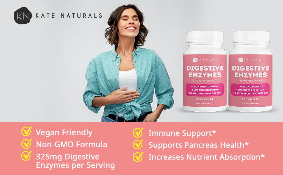 Kate Naturals Digestive Enzymes (2 Pack) Ideal for Fighting