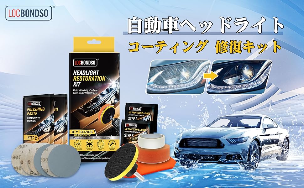 ヘッドライト コーティング 修復キット 