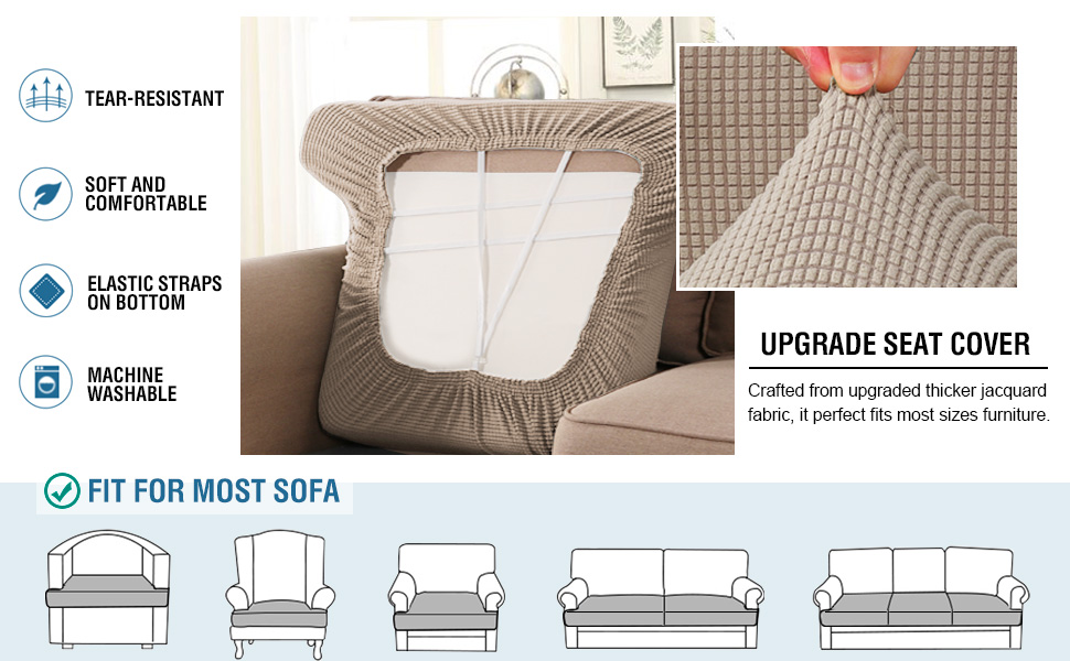 H.VERSAILTEX Stretch 3 Piece T Cushion Sofa Slipcovers