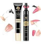UNA GELLA No Lamp Need Semi Solid Nail Glue Gel 10ml and Nail Glue Remover 12ml Solid Gel Glue Ki...