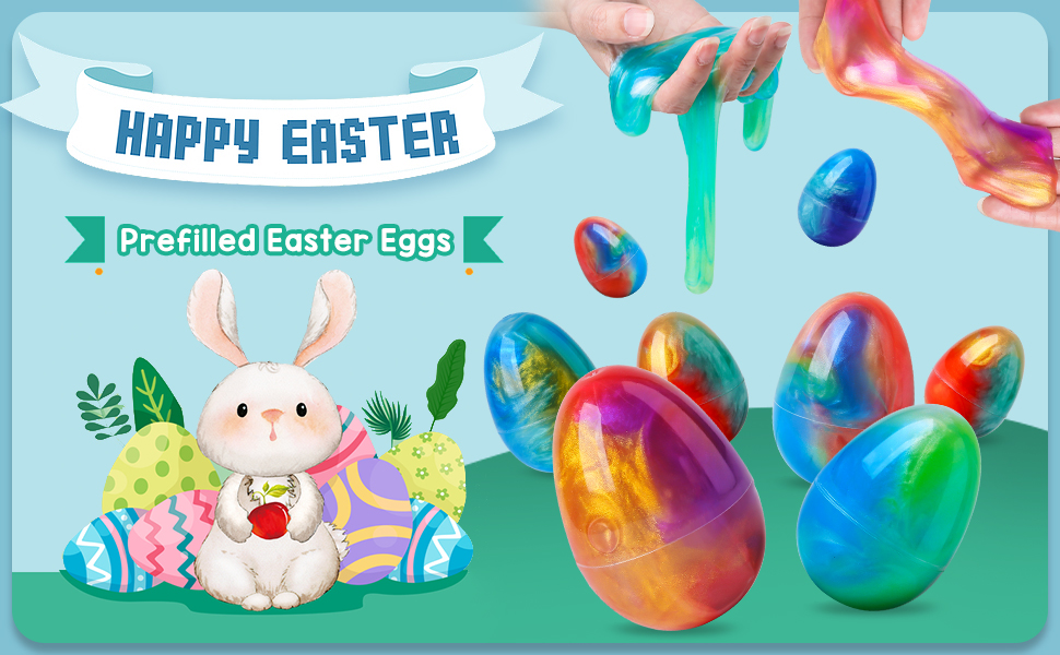 OCHIDO Prefilled Easter Egg with Galaxy Slime Eggs, Easter