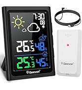 Geevon Indoor Outdoor Thermometer Wireless Weather Station, Color Display Digital Hygrometer Ther...