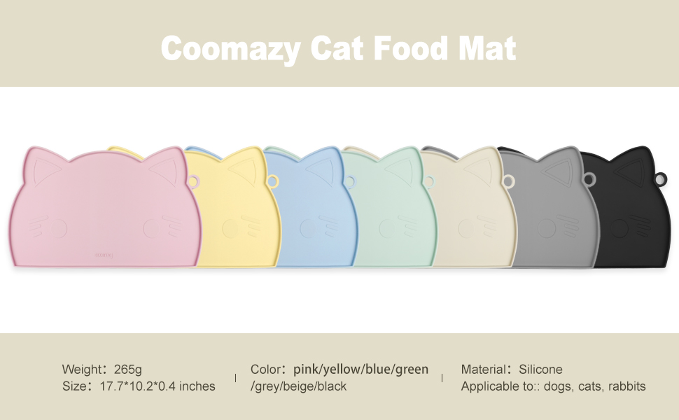 Coomazy Cat Food Mat Silicone Pet Feeding Mat for Kitten & Puppy Non