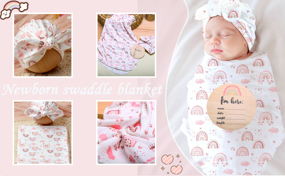 Baby Swaddle Blanket and Hat Set