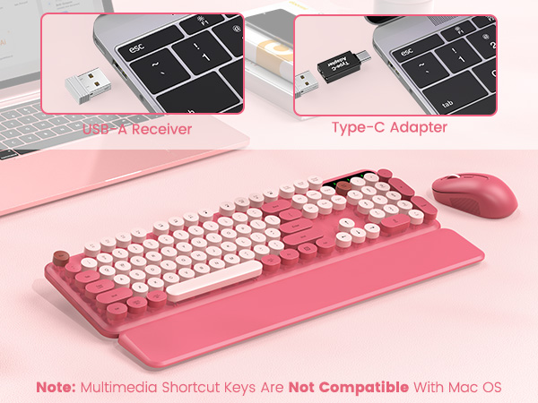 With USB receiver and Type-C adapter, shortcut keys are not compatible with Mac OS system