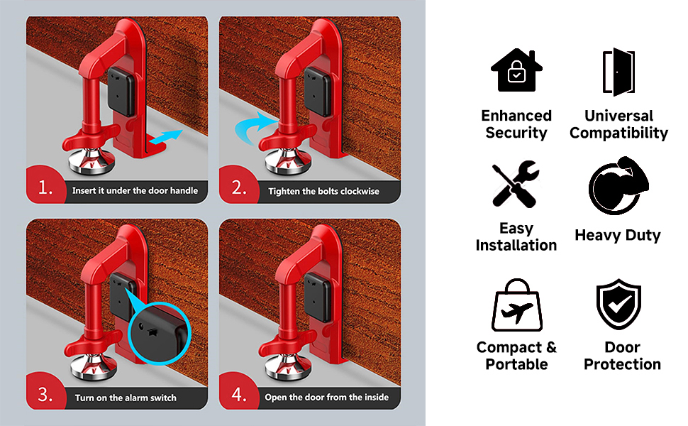 Portable Alarm Door Stopper, New Door Stop Alarm