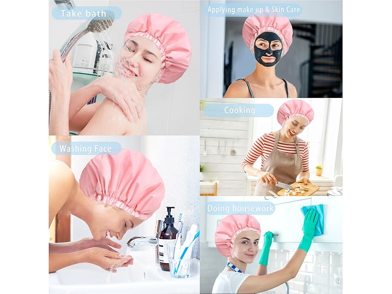 Terry Lined Shower Caps - Pink