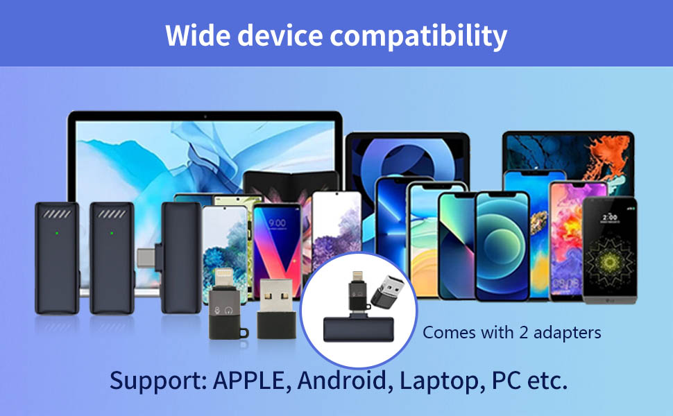 Wireless Lavalier Microphone, Wireless Microphones with 2