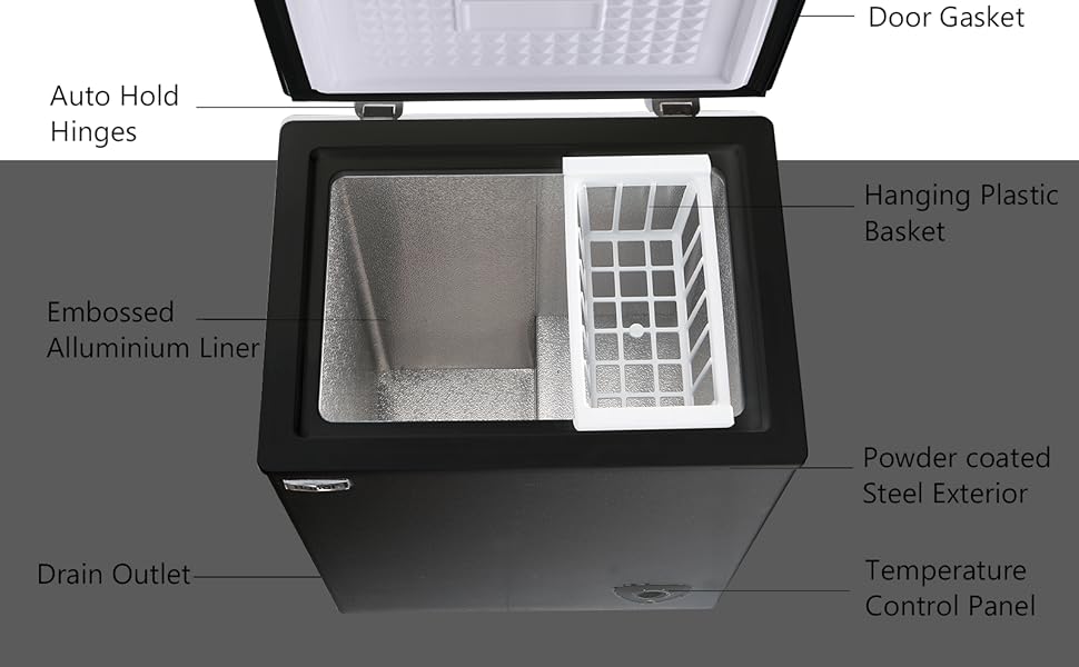 3.5 Cu.Ft Chest Freezer WANAI Small Deep Freezers Top Door