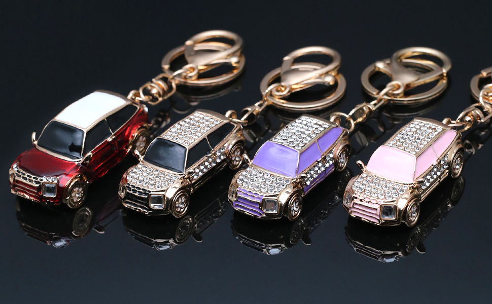 Bling Car Model Keychain with Key Ring, Metal Key Chains