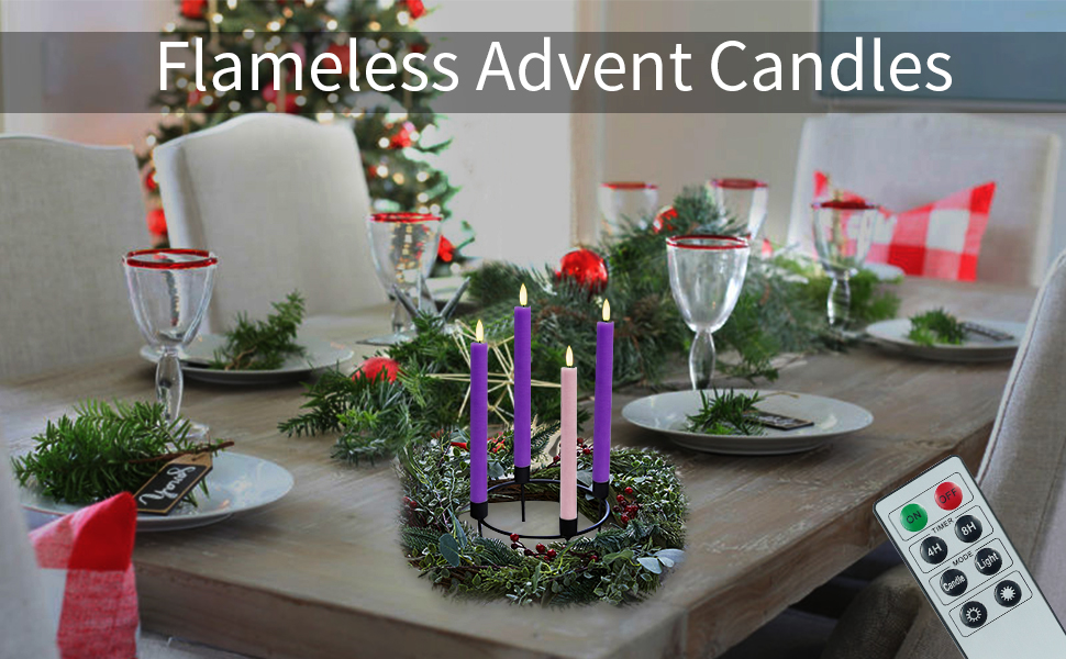 SHYMERY Flameless Advent Candles,Real Wax Battery Operated