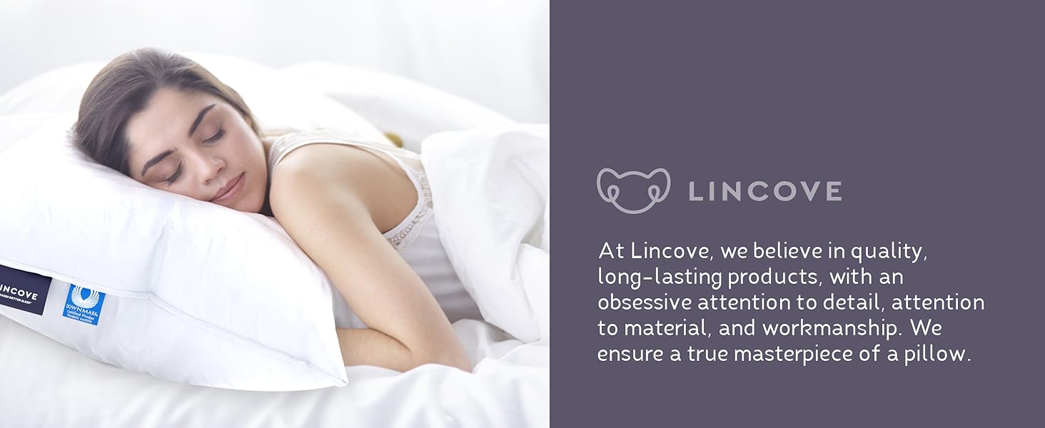 Lincove Signature 100% Natural Canadian White Down Luxury Sleeping Pillow