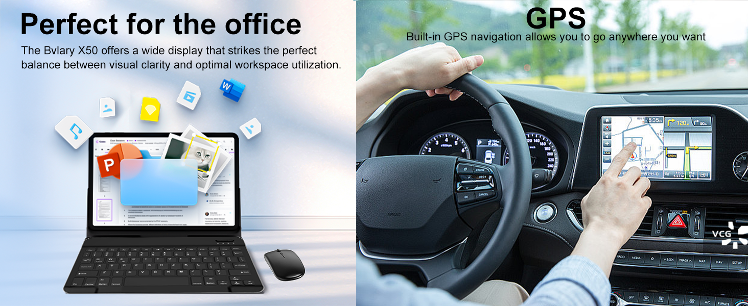 a car with a steering wheel and a laptop.