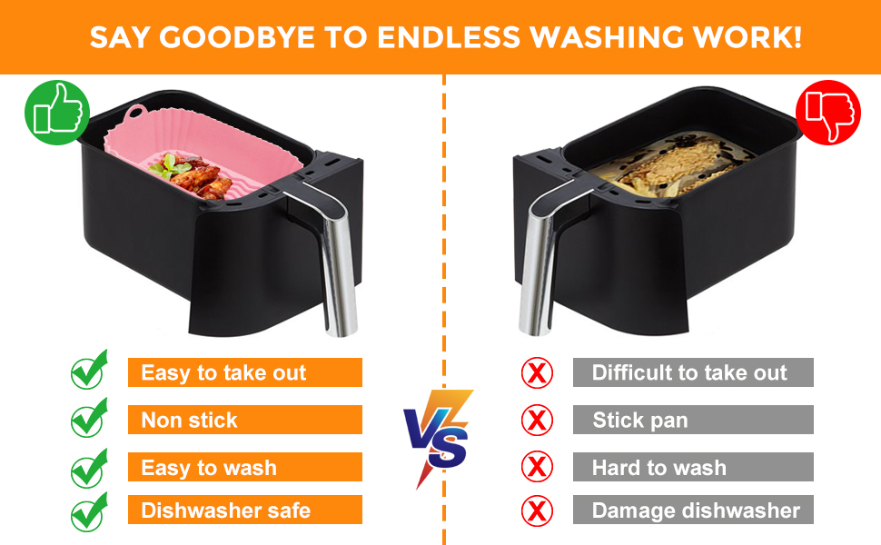 Air Fryer Silicone Pots, 2 Pieces Food Grade Reusable Heat