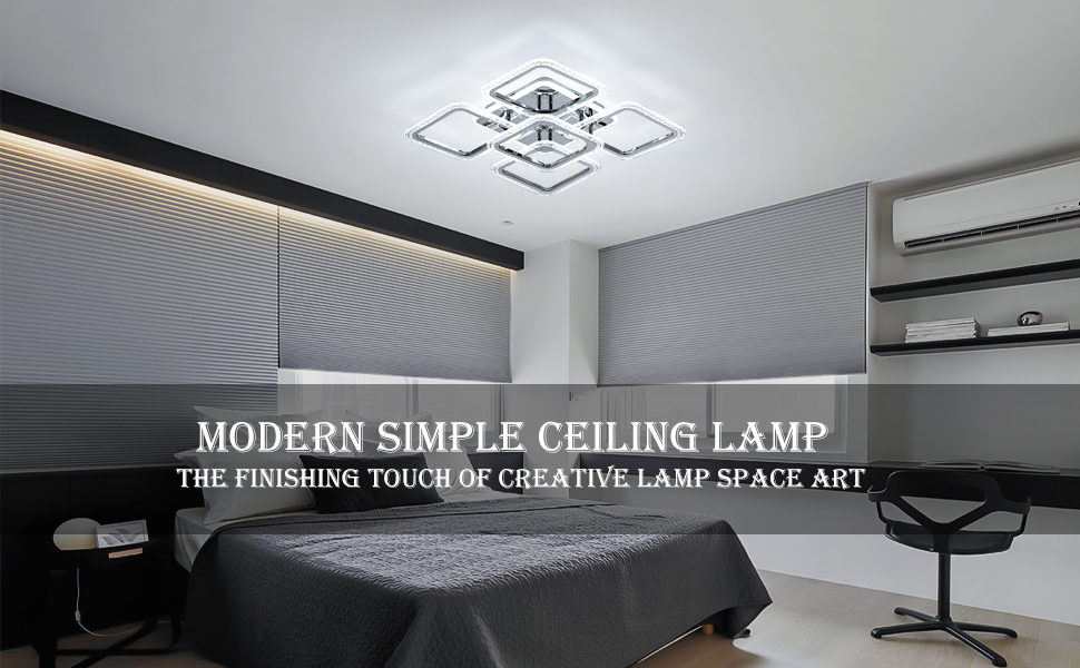 LED chrome 5 lights square ceiling lamp 