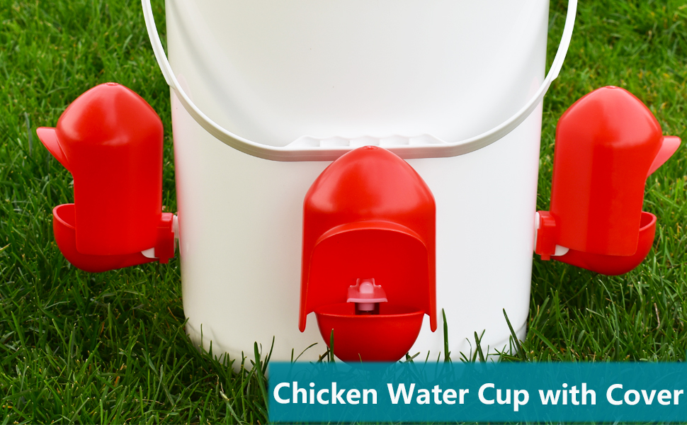 (6 Set) Chicken Water Cups with AntiDirt Covers, Automatic