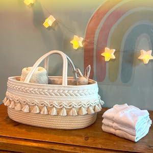 MillyBeas Nappy Caddy Baby cotton rope Basket Diaper Organiser Boho Newborn Hamper