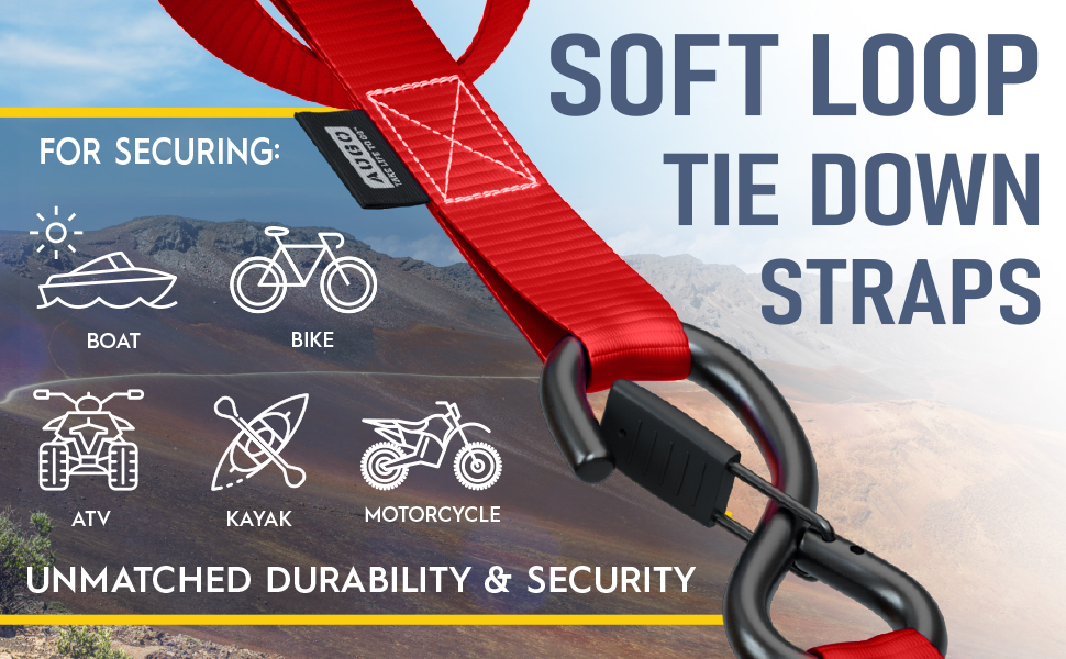 Soft Loop Tie Down Straps 1,500 Load Capacity & 4,500 Lbs