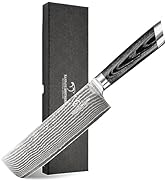 Damascus Nakiri Knife, 7 Inch Professional Kitchen Knife with Non-slip Wood Ergonomic Handle, All...