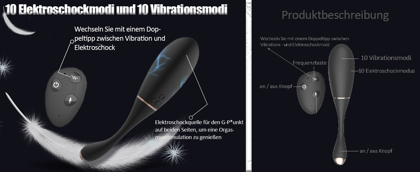 10 Elektroschockmodi und 10 Vibrationsmodi