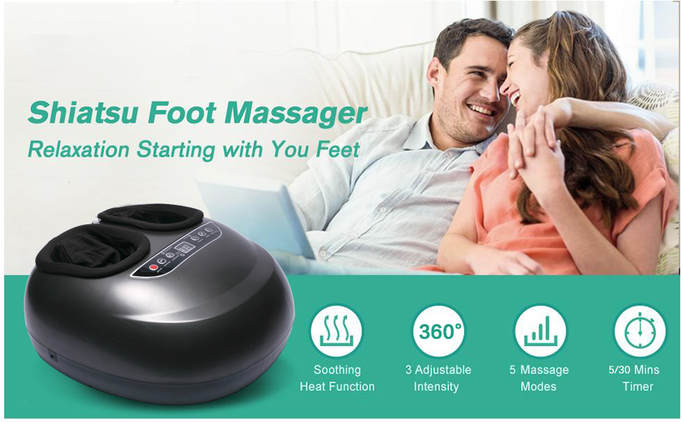 Electric Foot Massagers With Heated, Soothing Deep Kneading Therapy For