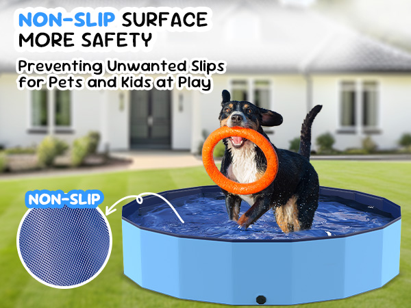Small Pool 107'' Foldable Kiddie Pool, Heavy Duty Maldives Dog Pool