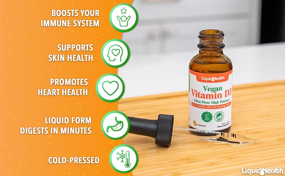 liquidhealth, liquid vitamins, vitamin D3 drops, immunity, skin health, immune support