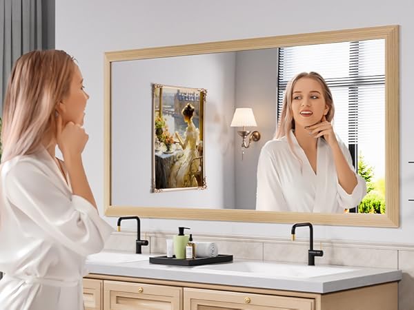 Amazon.com: Amorho 50 X30 Inch Bathroom Mirror for Wall, Oak