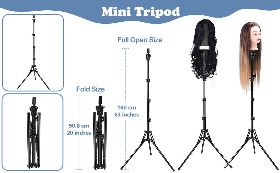 Wig Stand Tripod with Head, 22 inch Wig Head, Mannequin Canvas Head For